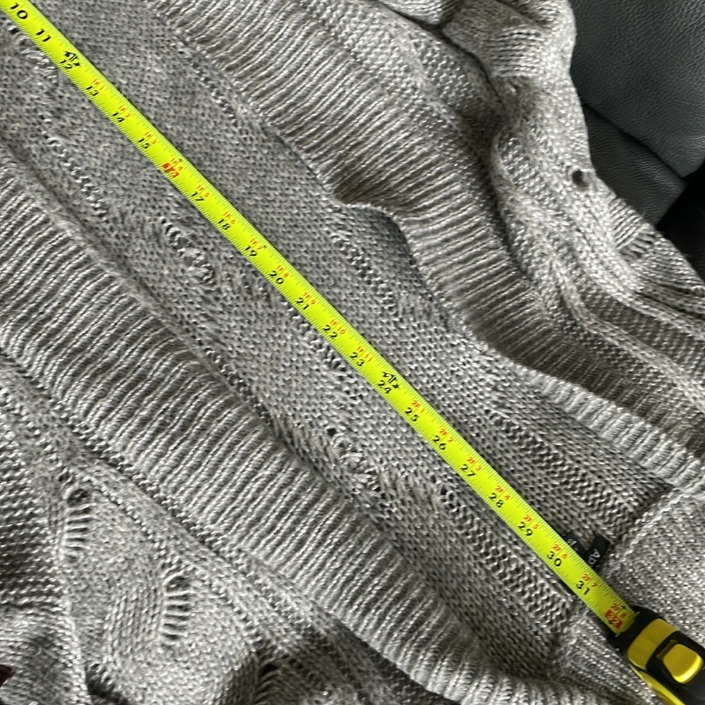 Apt 9 Cardigan Women Size XL Gray Open Front Chunky Cable Knit Pattern Long - Picture 12 of 12
